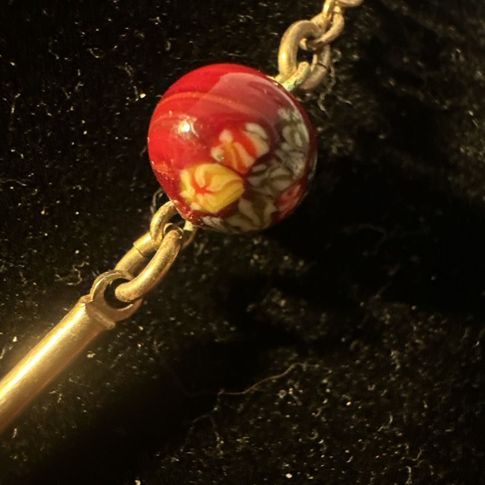 Sarah Coventry Gold-tone Necklace with Red Beads and Tassel - Picture 5 of 13